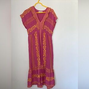 Hale Bob LA Beautiful Pink and Orange Maxi Sundress size M